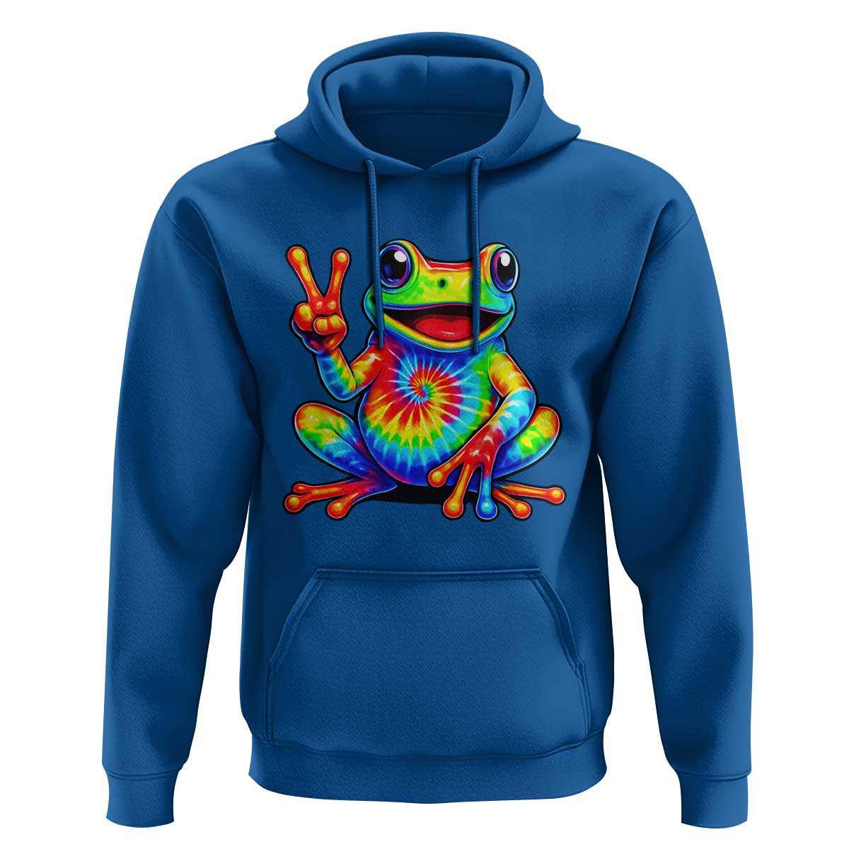 Tie-Dye Frog Peace Sign Hippie Hoodie Toad Trends Effect Printing - Wonder Print Shop