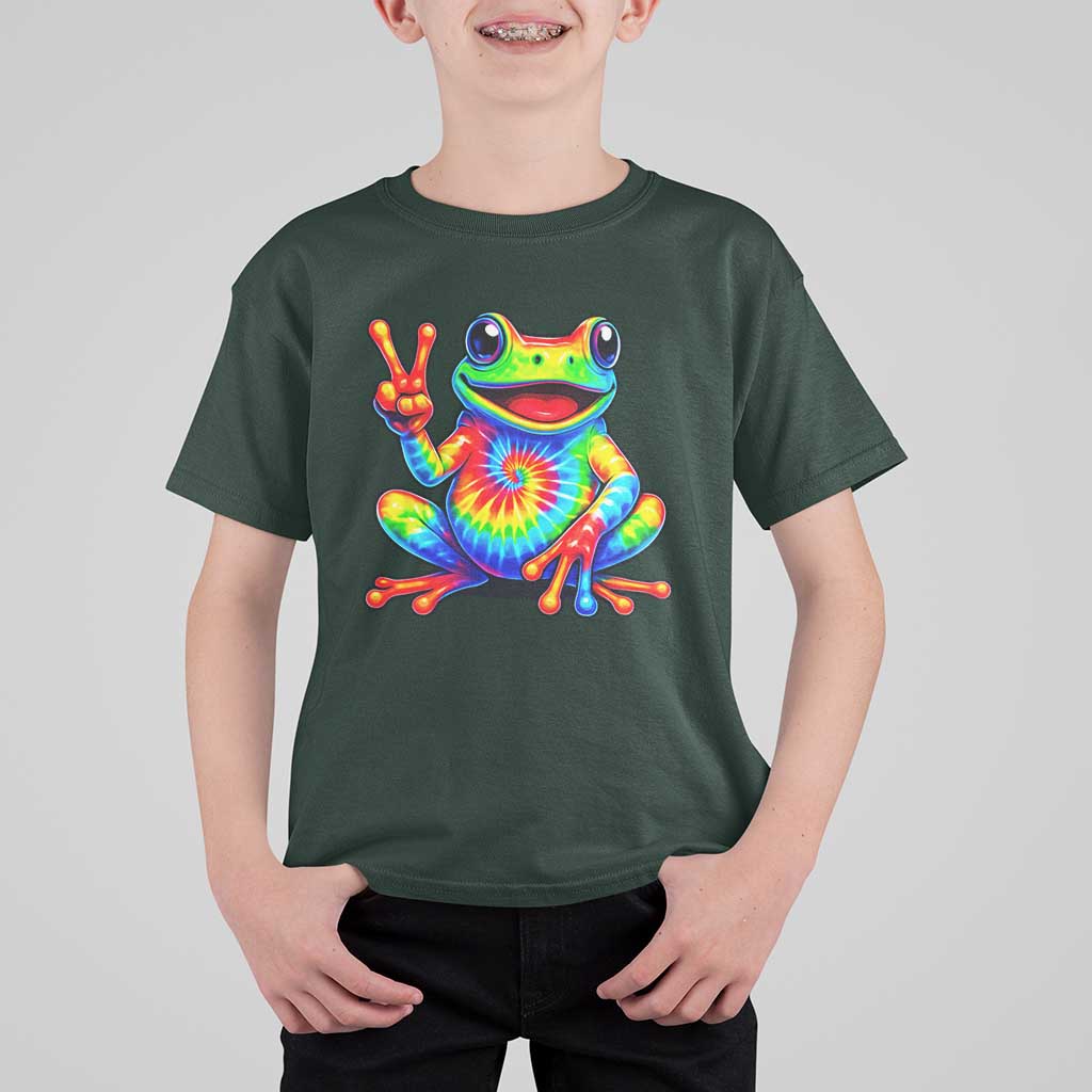 Tie-Dye Frog Peace Sign Hippie T Shirt For Kid Toad Trends Effect Printing - Wonder Print Shop