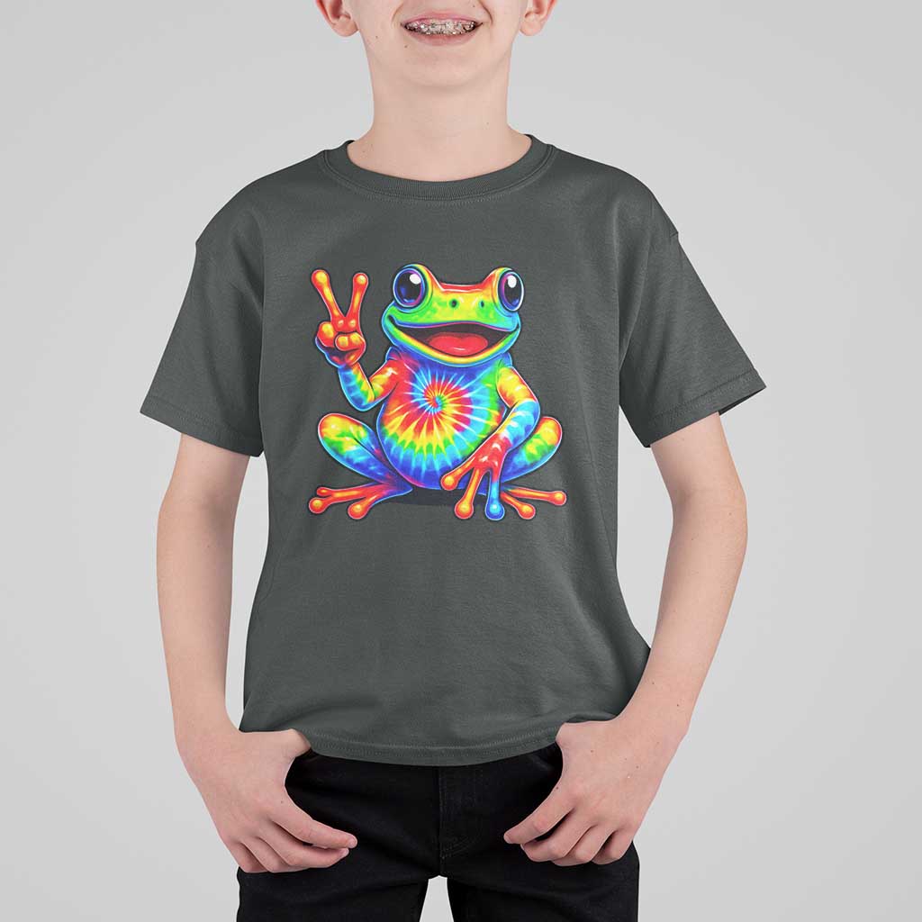 Tie-Dye Frog Peace Sign Hippie T Shirt For Kid Toad Trends Effect Printing - Wonder Print Shop