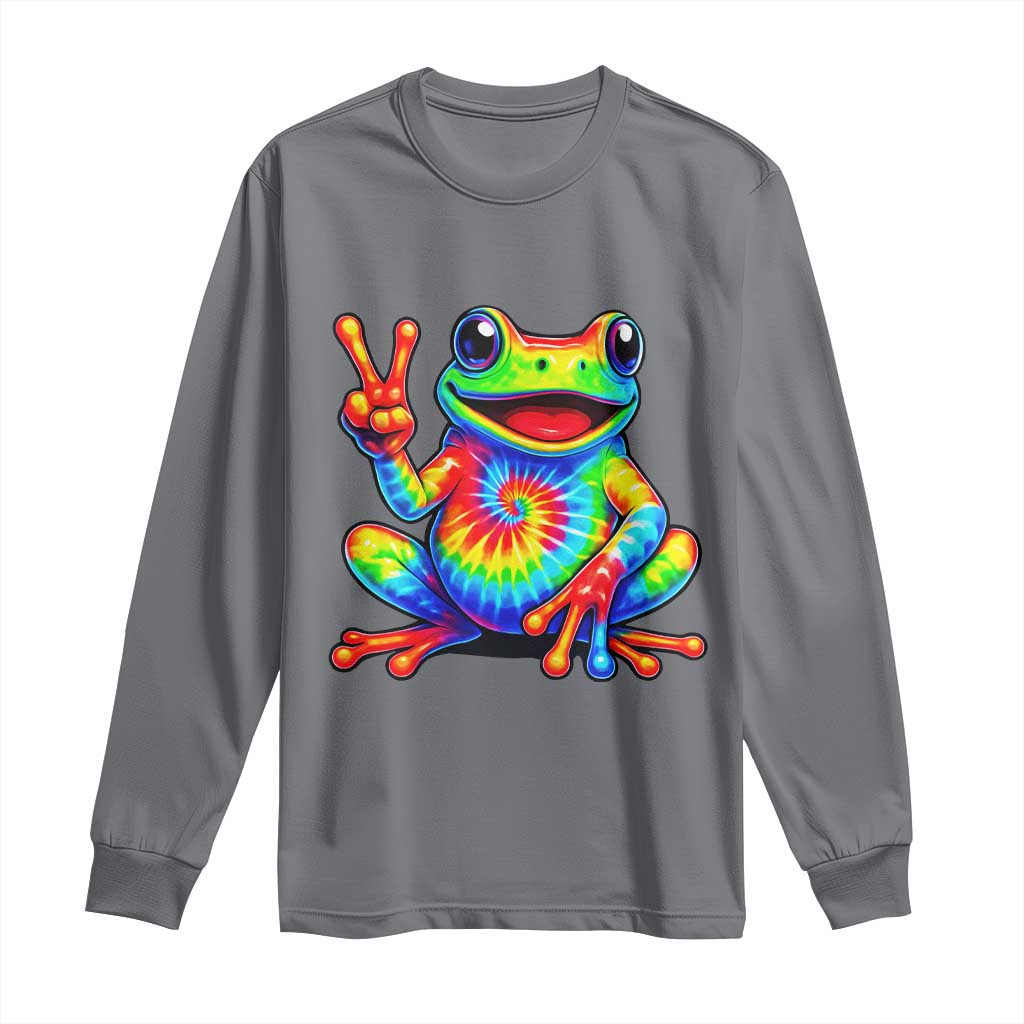 Tie-Dye Frog Peace Sign Hippie Long Sleeve Shirt Toad Trends Effect Printing - Wonder Print Shop