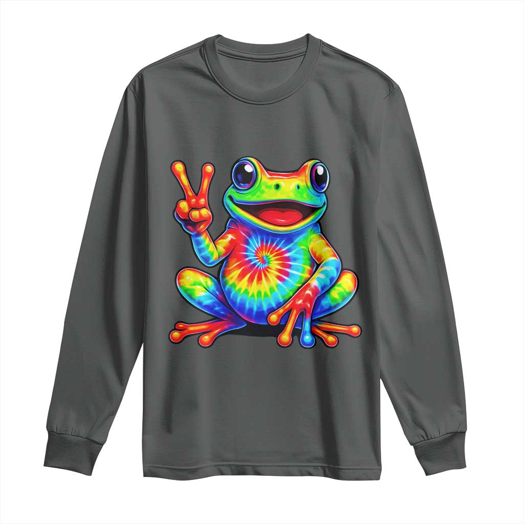 Tie-Dye Frog Peace Sign Hippie Long Sleeve Shirt Toad Trends Effect Printing - Wonder Print Shop
