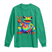 Tie-Dye Frog Peace Sign Hippie Long Sleeve Shirt Toad Trends Effect Printing - Wonder Print Shop