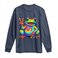 Tie-Dye Frog Peace Sign Hippie Long Sleeve Shirt Toad Trends Effect Printing - Wonder Print Shop