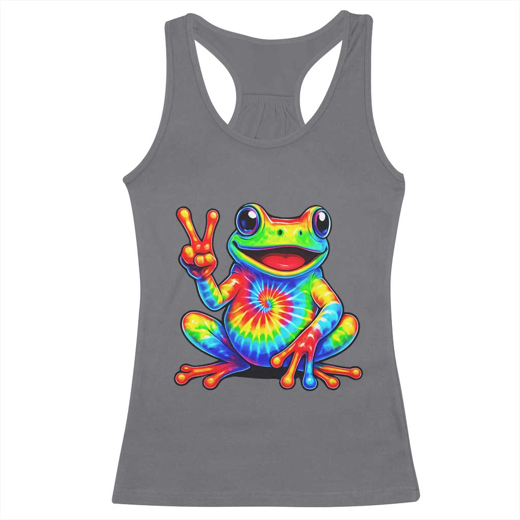 Tie-Dye Frog Peace Sign Hippie Racerback Tank Top Toad Trends Effect Printing - Wonder Print Shop