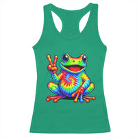 Tie-Dye Frog Peace Sign Hippie Racerback Tank Top Toad Trends Effect Printing - Wonder Print Shop