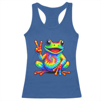 Tie-Dye Frog Peace Sign Hippie Racerback Tank Top Toad Trends Effect Printing - Wonder Print Shop