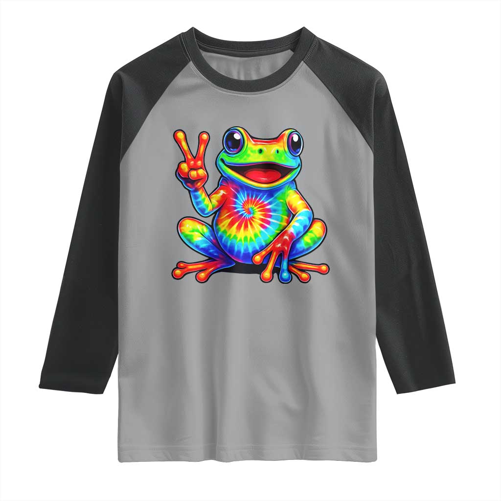 Tie-Dye Frog Peace Sign Hippie Raglan Shirt Toad Trends Effect Printing - Wonder Print Shop