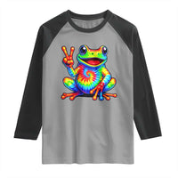 Tie-Dye Frog Peace Sign Hippie Raglan Shirt Toad Trends Effect Printing - Wonder Print Shop