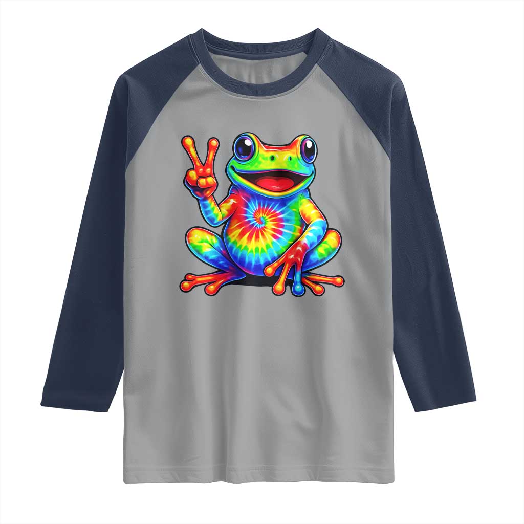 Tie-Dye Frog Peace Sign Hippie Raglan Shirt Toad Trends Effect Printing - Wonder Print Shop