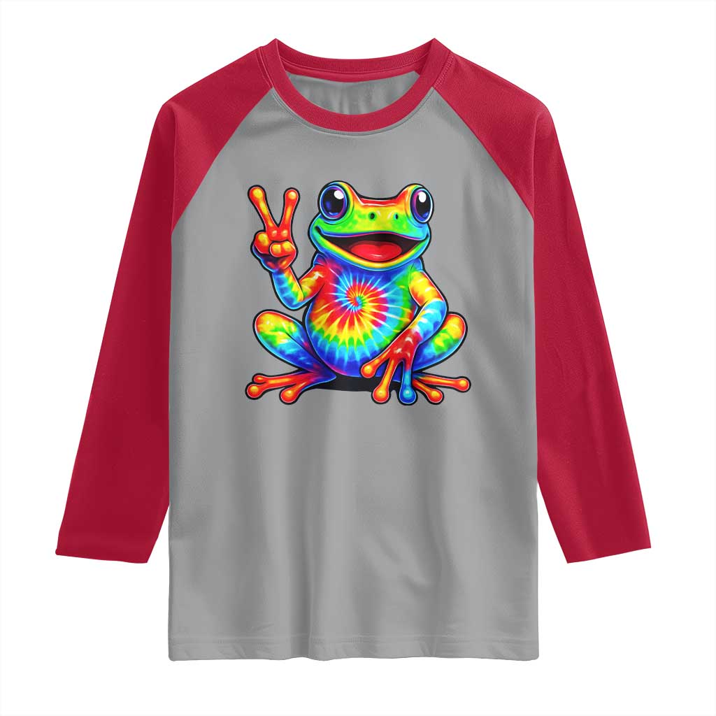 Tie-Dye Frog Peace Sign Hippie Raglan Shirt Toad Trends Effect Printing - Wonder Print Shop