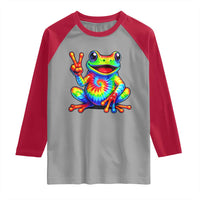 Tie-Dye Frog Peace Sign Hippie Raglan Shirt Toad Trends Effect Printing - Wonder Print Shop