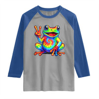 Tie-Dye Frog Peace Sign Hippie Raglan Shirt Toad Trends Effect Printing - Wonder Print Shop