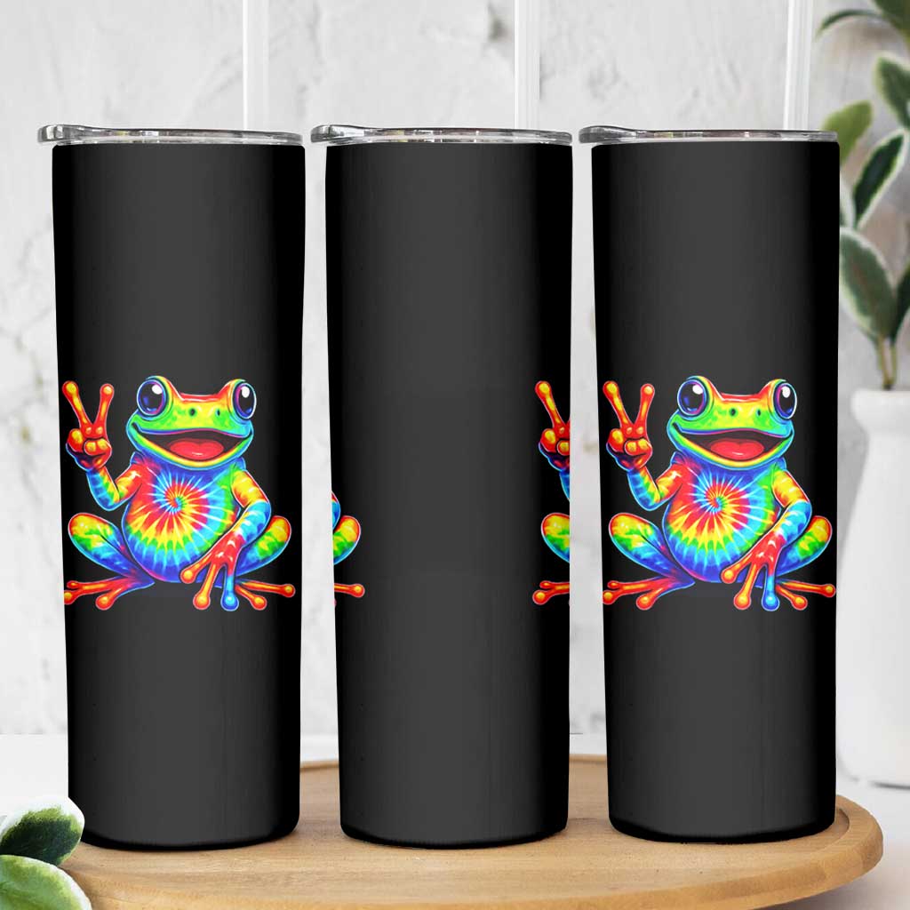 Tie-Dye Frog Peace Sign Hippie Skinny Tumbler Toad Trends Effect Printing - Wonder Print Shop