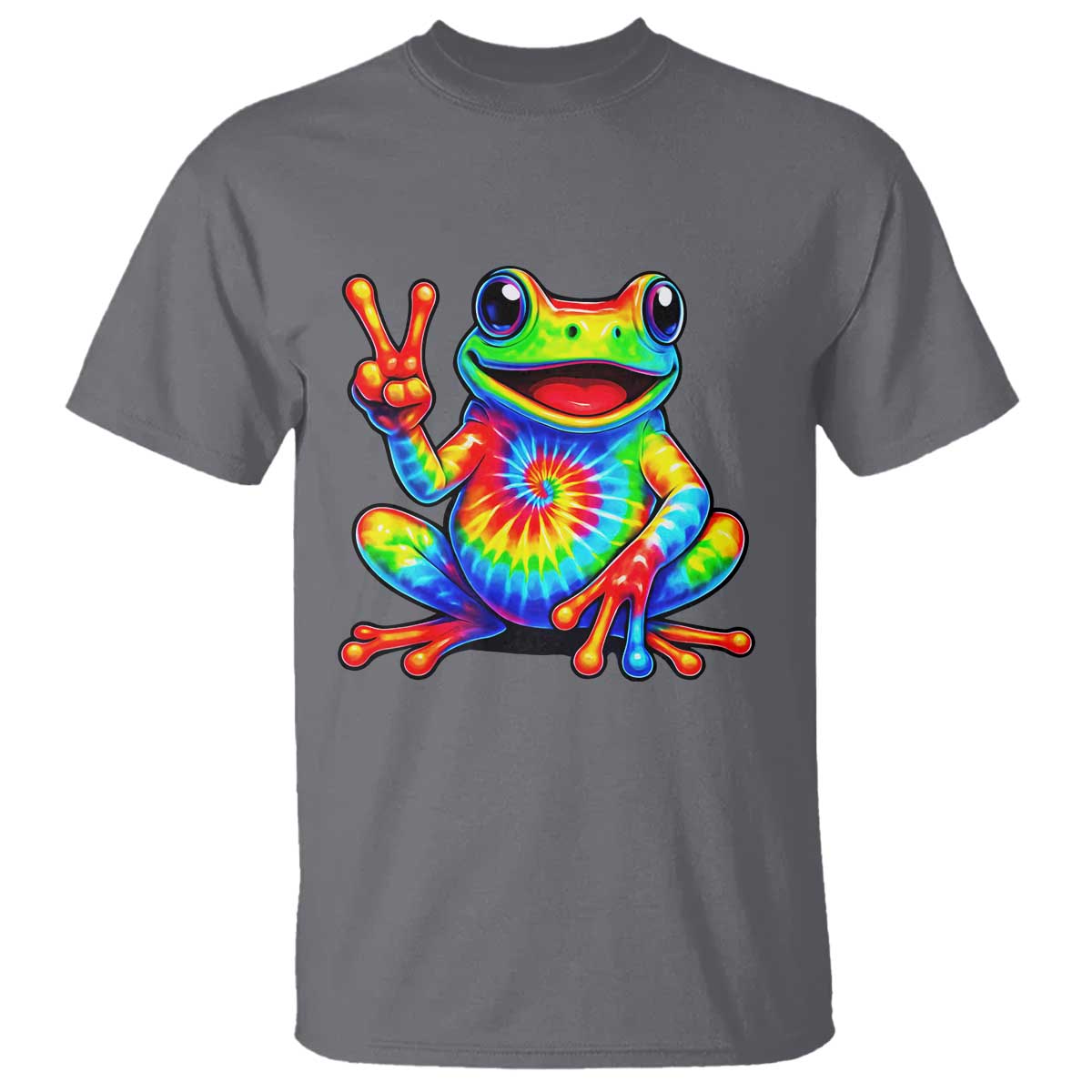 Tie-Dye Frog Peace Sign Hippie T Shirt Toad Trends Effect Printing - Wonder Print Shop