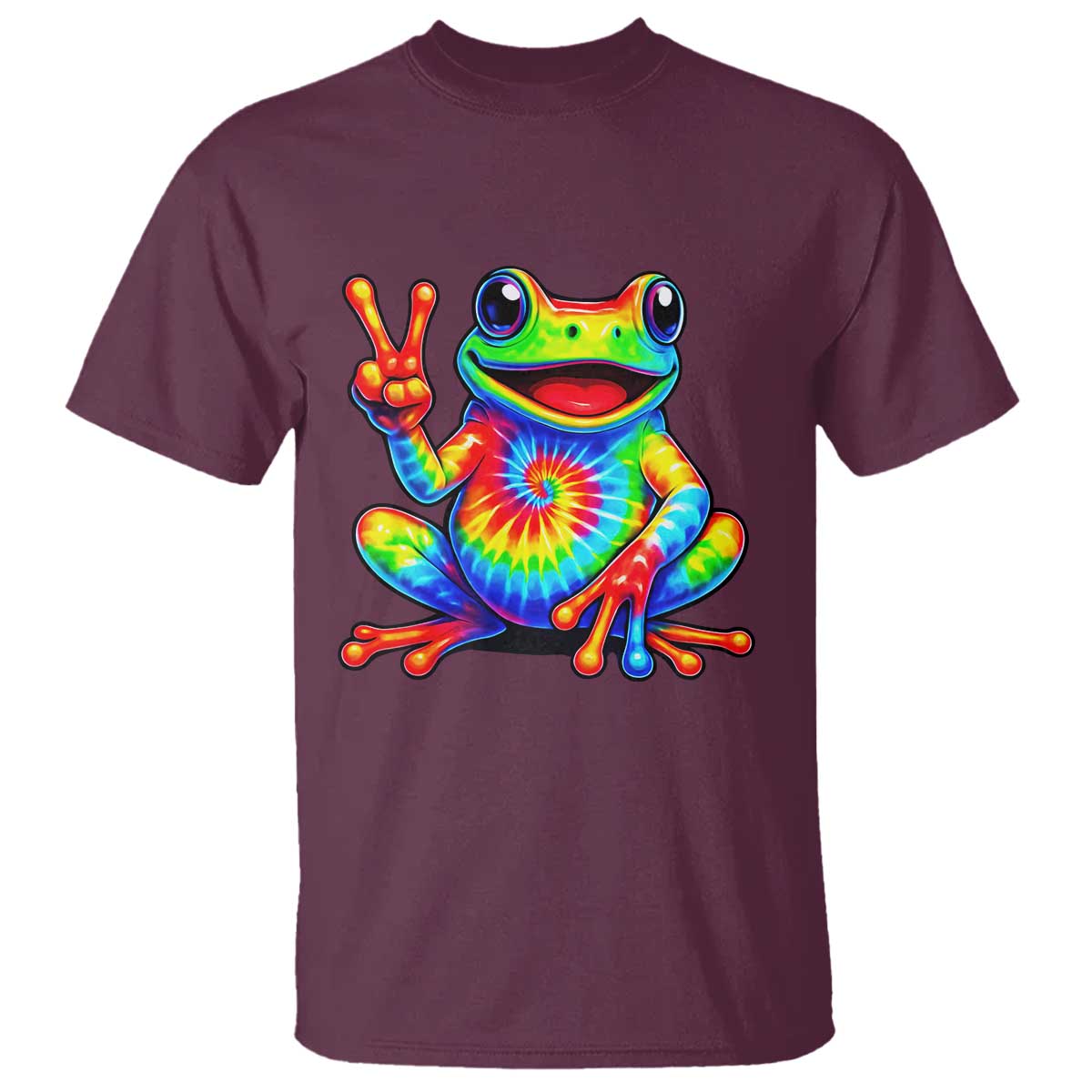 Tie-Dye Frog Peace Sign Hippie T Shirt Toad Trends Effect Printing - Wonder Print Shop