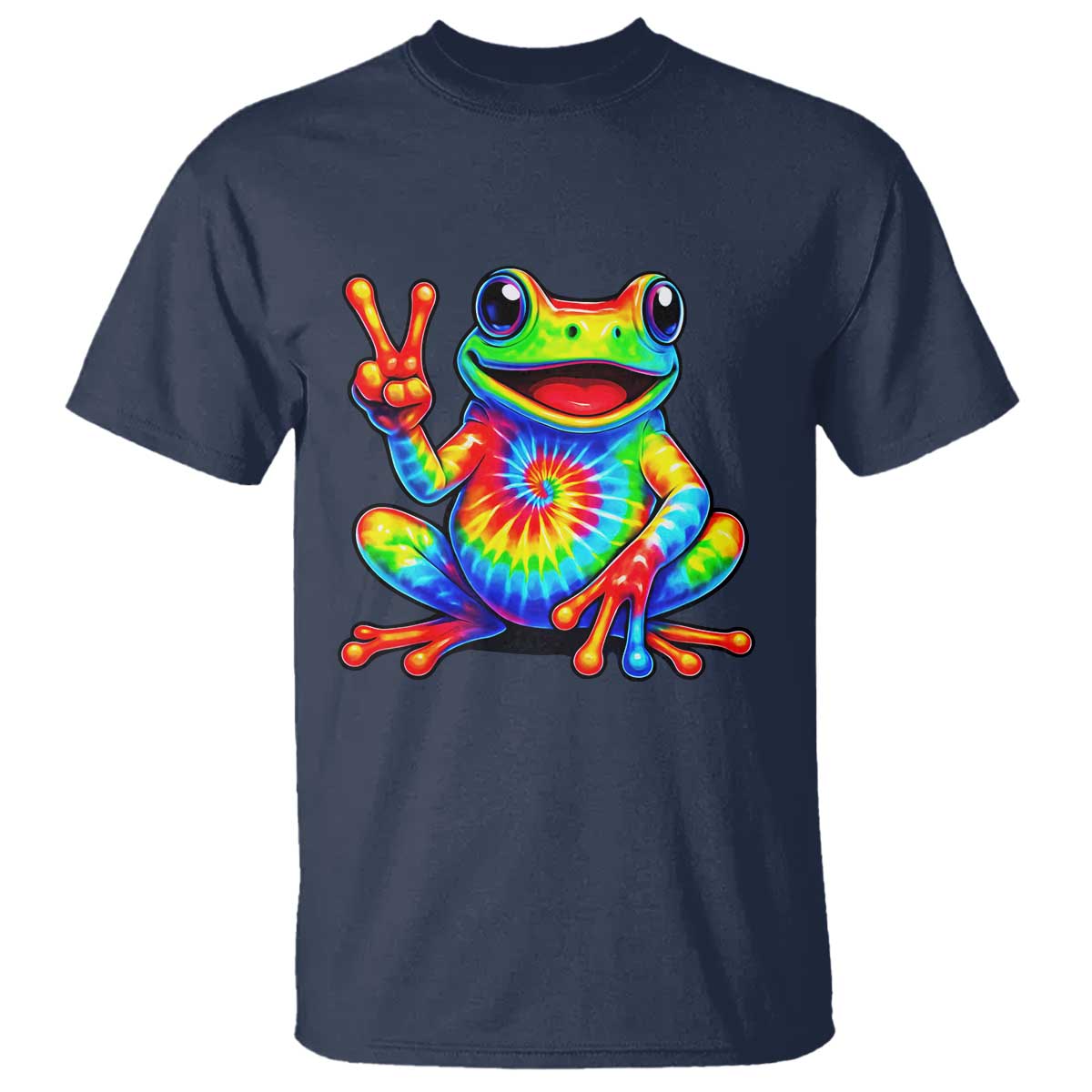 Tie-Dye Frog Peace Sign Hippie T Shirt Toad Trends Effect Printing - Wonder Print Shop