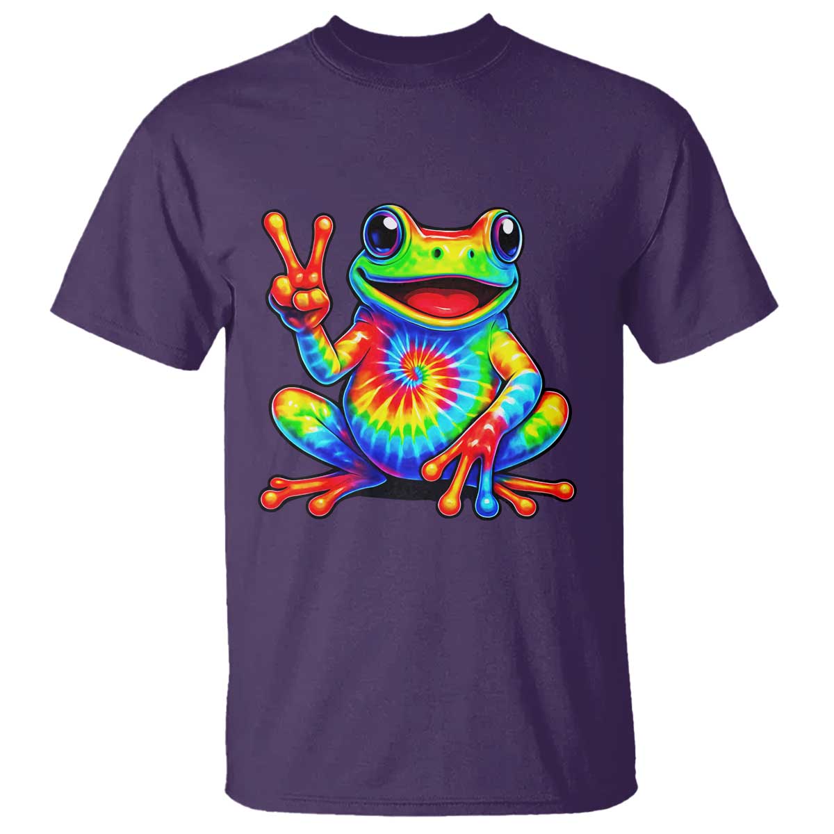 Tie-Dye Frog Peace Sign Hippie T Shirt Toad Trends Effect Printing - Wonder Print Shop