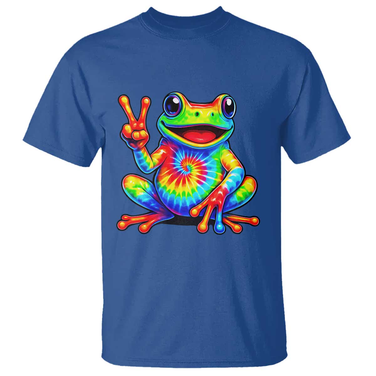 Tie-Dye Frog Peace Sign Hippie T Shirt Toad Trends Effect Printing - Wonder Print Shop