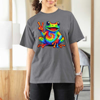 Tie-Dye Frog Peace Sign Hippie T Shirt For Women Toad Trends Effect Printing - Wonder Print Shop