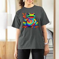 Tie-Dye Frog Peace Sign Hippie T Shirt For Women Toad Trends Effect Printing - Wonder Print Shop