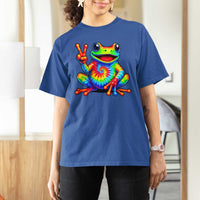 Tie-Dye Frog Peace Sign Hippie T Shirt For Women Toad Trends Effect Printing - Wonder Print Shop
