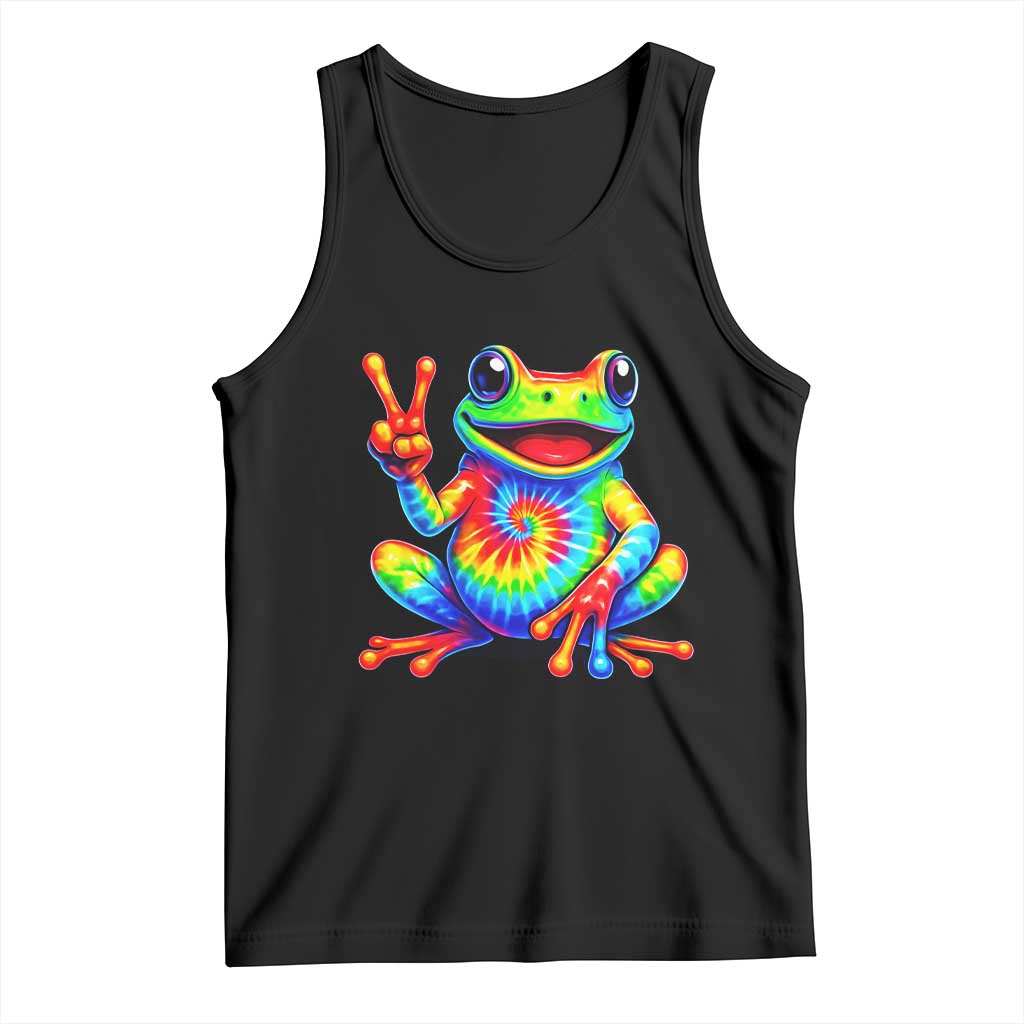 Tie-Dye Frog Peace Sign Hippie Tank Top Toad Trends Effect Printing - Wonder Print Shop
