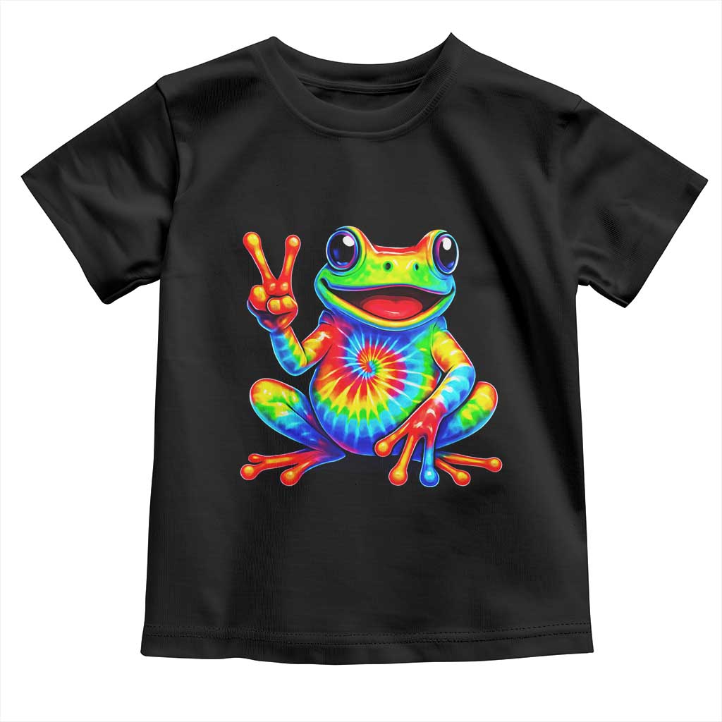 Tie-Dye Frog Peace Sign Hippie Toddler T Shirt Toad Trends Effect Printing - Wonder Print Shop