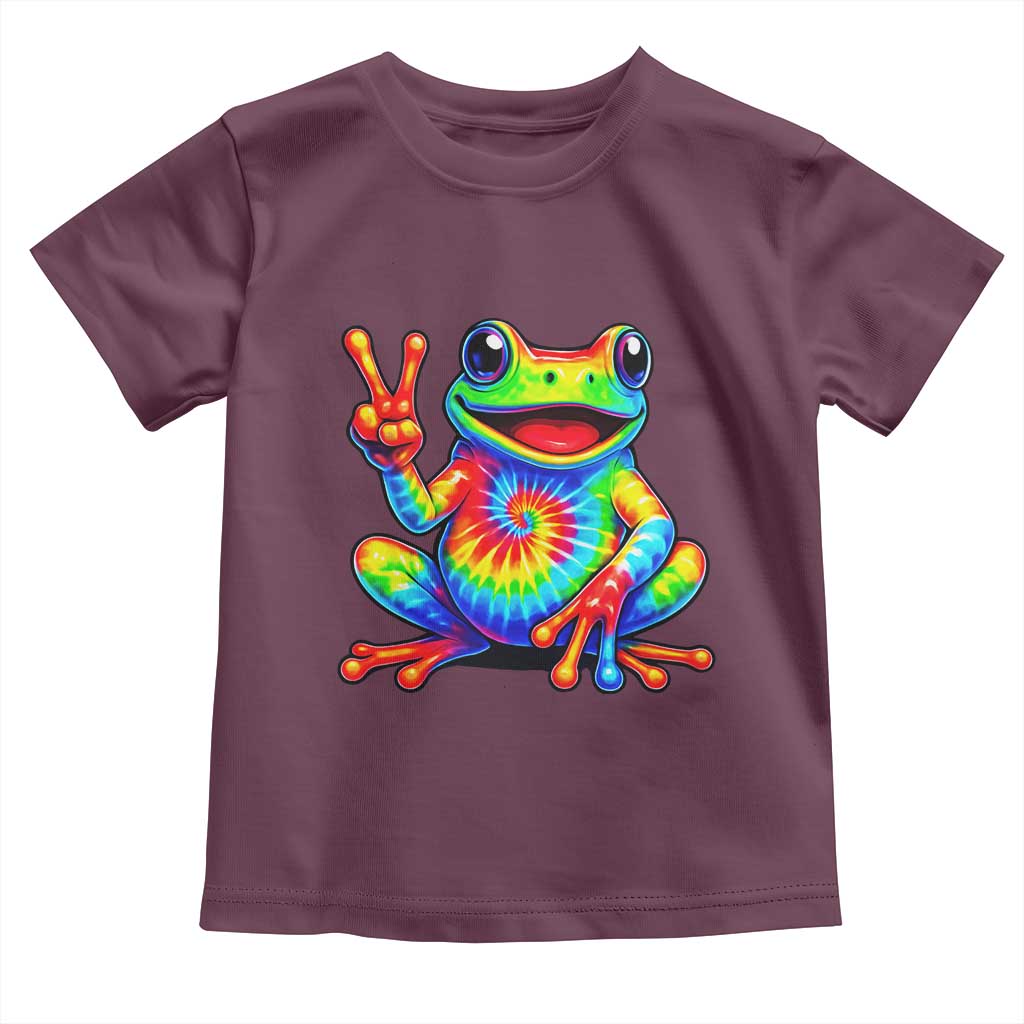 Tie-Dye Frog Peace Sign Hippie Toddler T Shirt Toad Trends Effect Printing - Wonder Print Shop