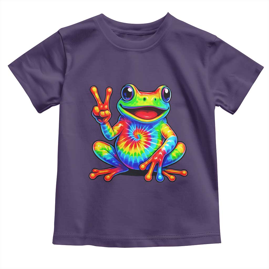 Tie-Dye Frog Peace Sign Hippie Toddler T Shirt Toad Trends Effect Printing - Wonder Print Shop