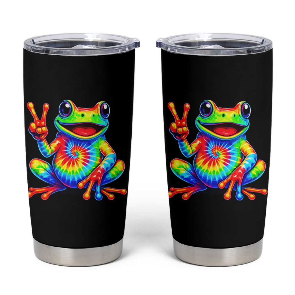 Tie-Dye Frog Peace Sign Hippie Tumbler Cup Toad Trends Effect Printing - Wonder Print Shop