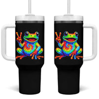 Tie-Dye Frog Peace Sign Hippie Tumbler With Handle Toad Trends Effect Printing - Wonder Print Shop