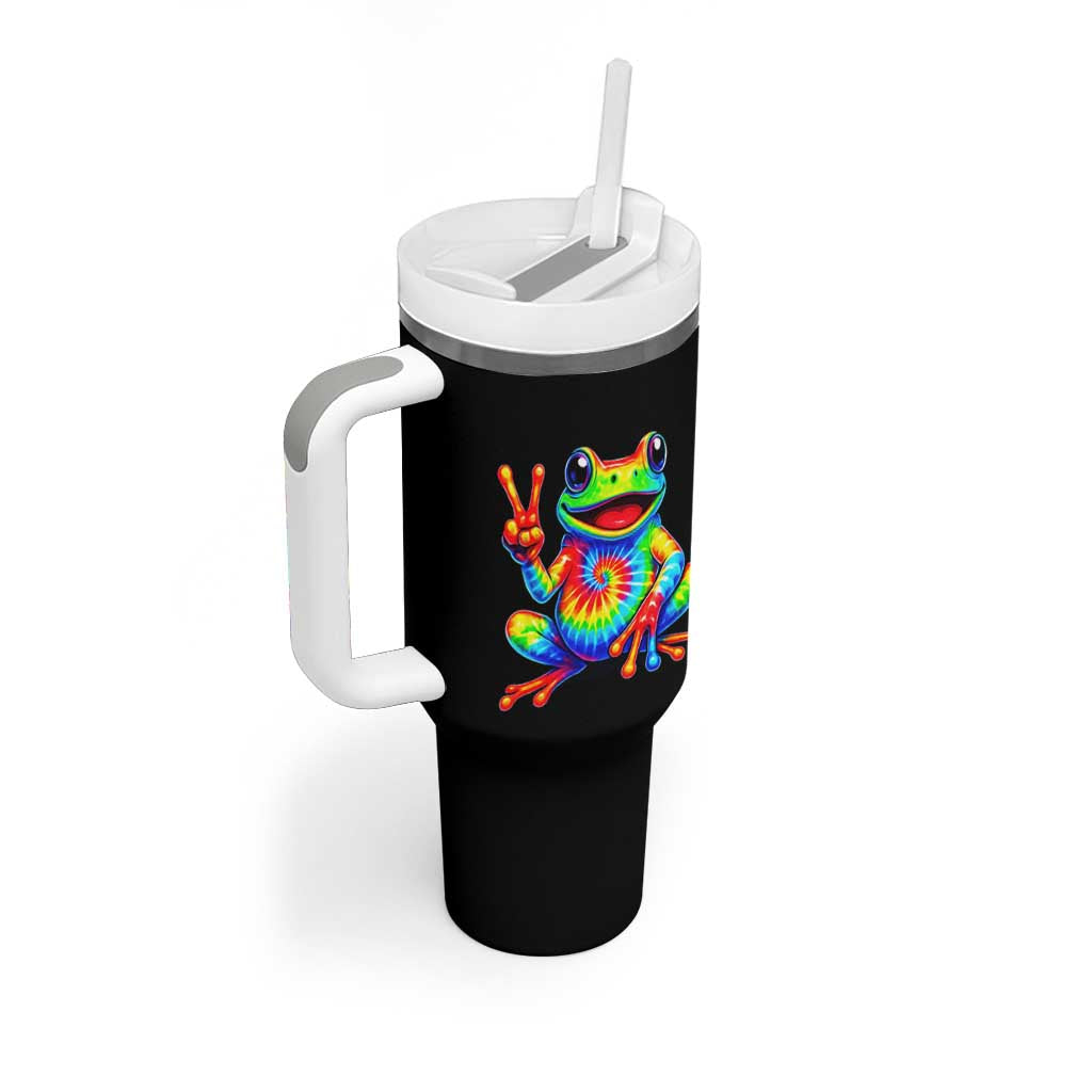 Tie-Dye Frog Peace Sign Hippie Tumbler With Handle Toad Trends Effect Printing - Wonder Print Shop