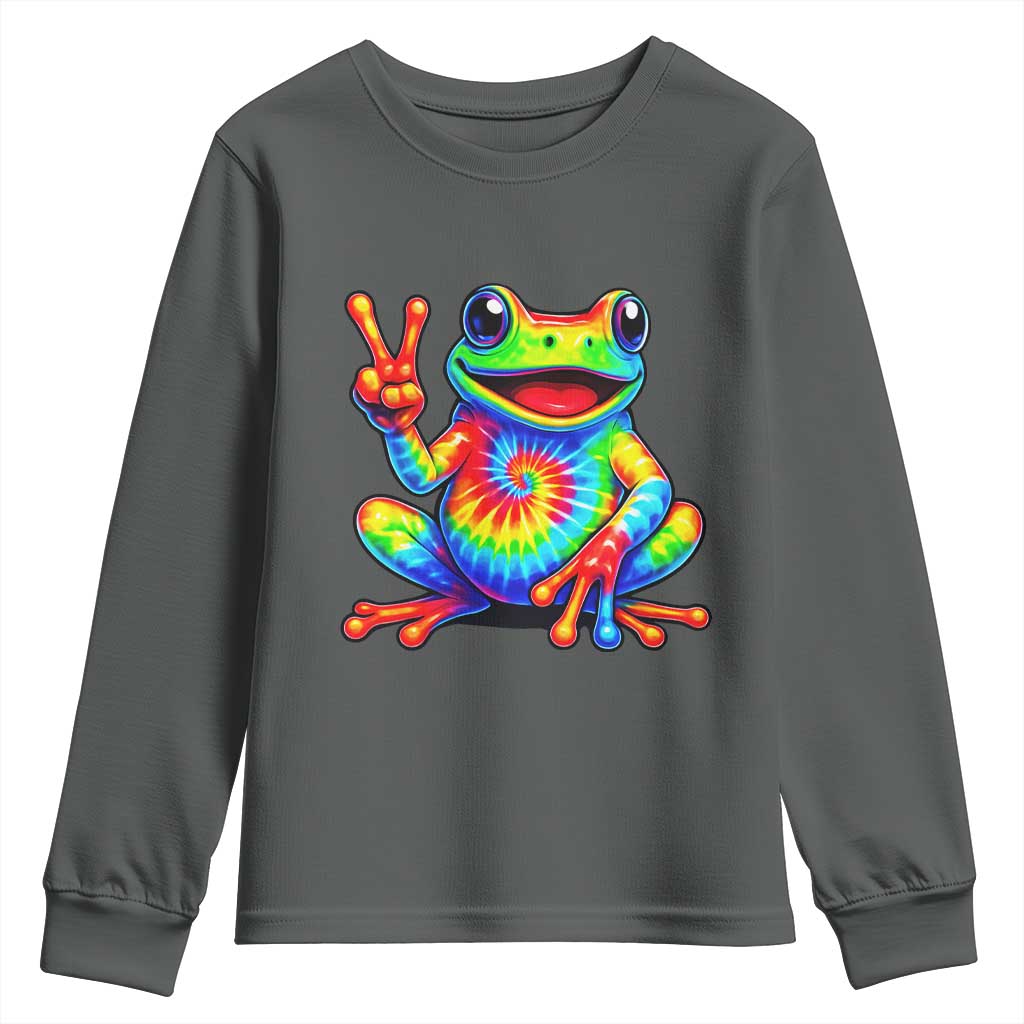 Tie-Dye Frog Peace Sign Hippie Youth Sweatshirt Toad Trends Effect Printing - Wonder Print Shop