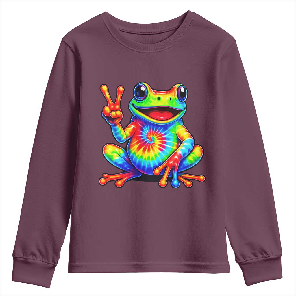 Tie-Dye Frog Peace Sign Hippie Youth Sweatshirt Toad Trends Effect Printing - Wonder Print Shop