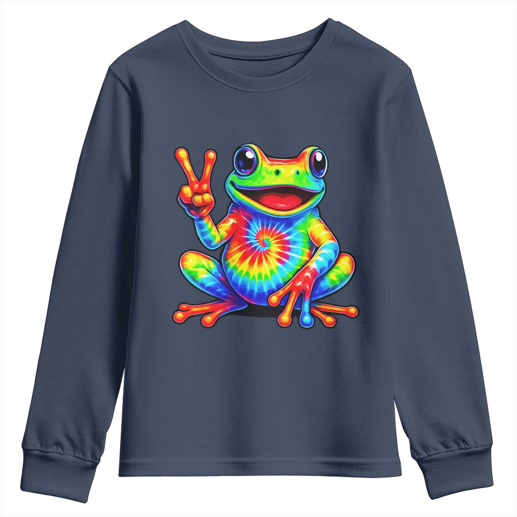 Tie-Dye Frog Peace Sign Hippie Youth Sweatshirt Toad Trends Effect Printing - Wonder Print Shop
