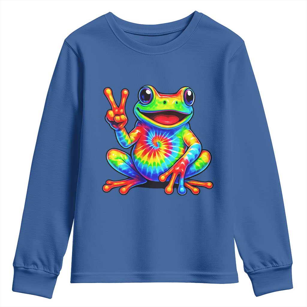 Tie-Dye Frog Peace Sign Hippie Youth Sweatshirt Toad Trends Effect Printing - Wonder Print Shop