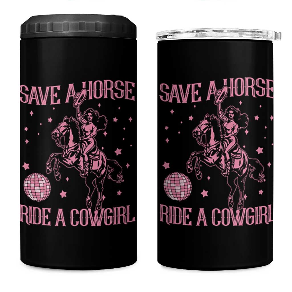 Save A Horse Ride A Cowgirl 4 in 1 Can Cooler Tumbler Subtle Lesbian Cowgirl Western LGBTQ Pride Month - Wonder Print Shop