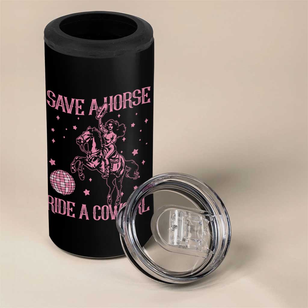 Save A Horse Ride A Cowgirl 4 in 1 Can Cooler Tumbler Subtle Lesbian Cowgirl Western LGBTQ Pride Month - Wonder Print Shop