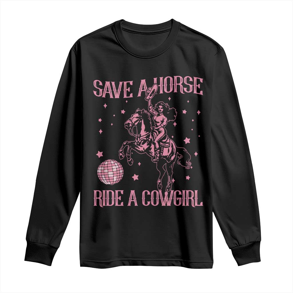 Save A Horse Ride A Cowgirl Long Sleeve Shirt Subtle Lesbian Cowgirl Western LGBTQ Pride Month - Wonder Print Shop