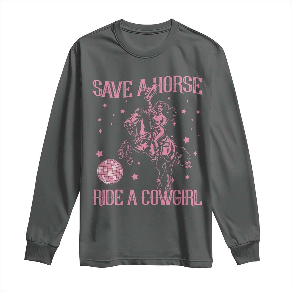 Save A Horse Ride A Cowgirl Long Sleeve Shirt Subtle Lesbian Cowgirl Western LGBTQ Pride Month - Wonder Print Shop