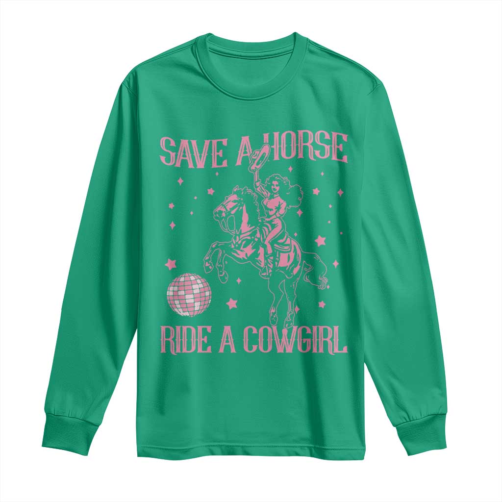 Save A Horse Ride A Cowgirl Long Sleeve Shirt Subtle Lesbian Cowgirl Western LGBTQ Pride Month - Wonder Print Shop