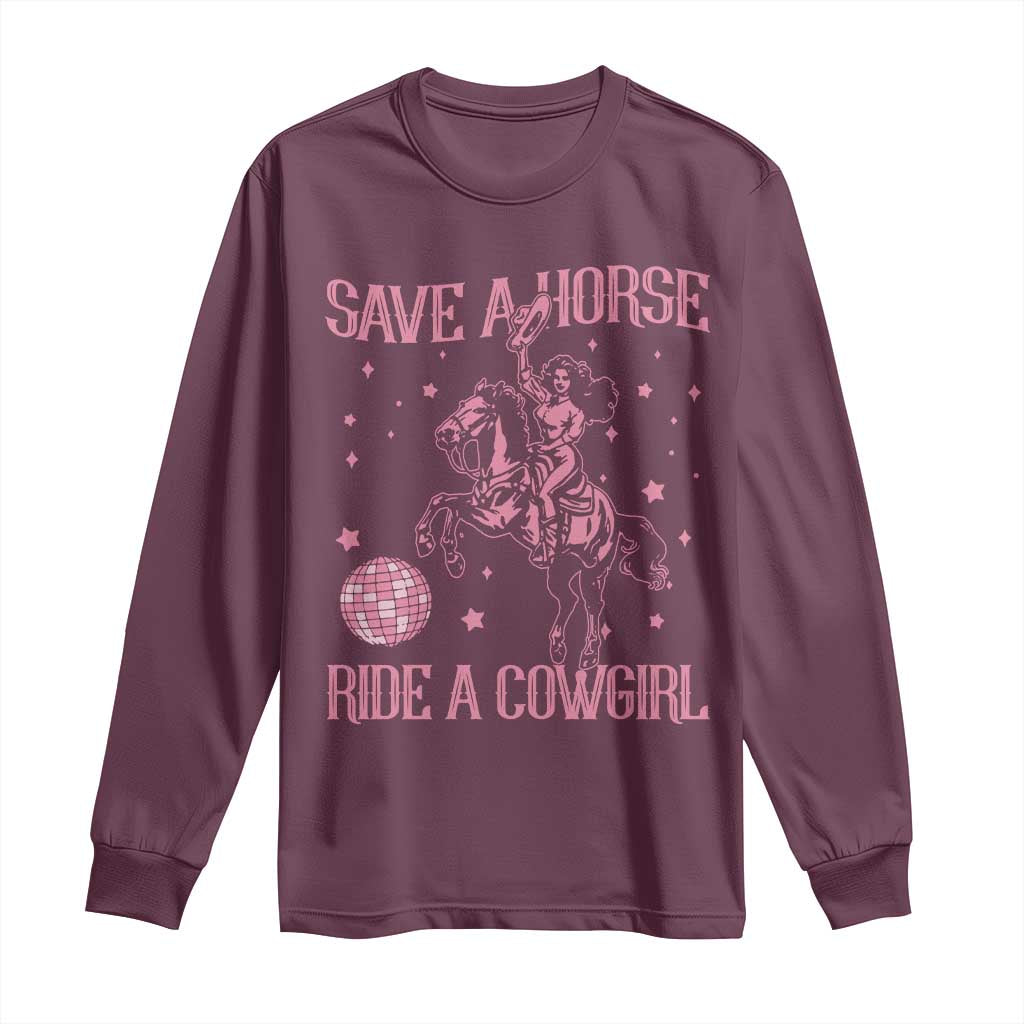 Save A Horse Ride A Cowgirl Long Sleeve Shirt Subtle Lesbian Cowgirl Western LGBTQ Pride Month - Wonder Print Shop