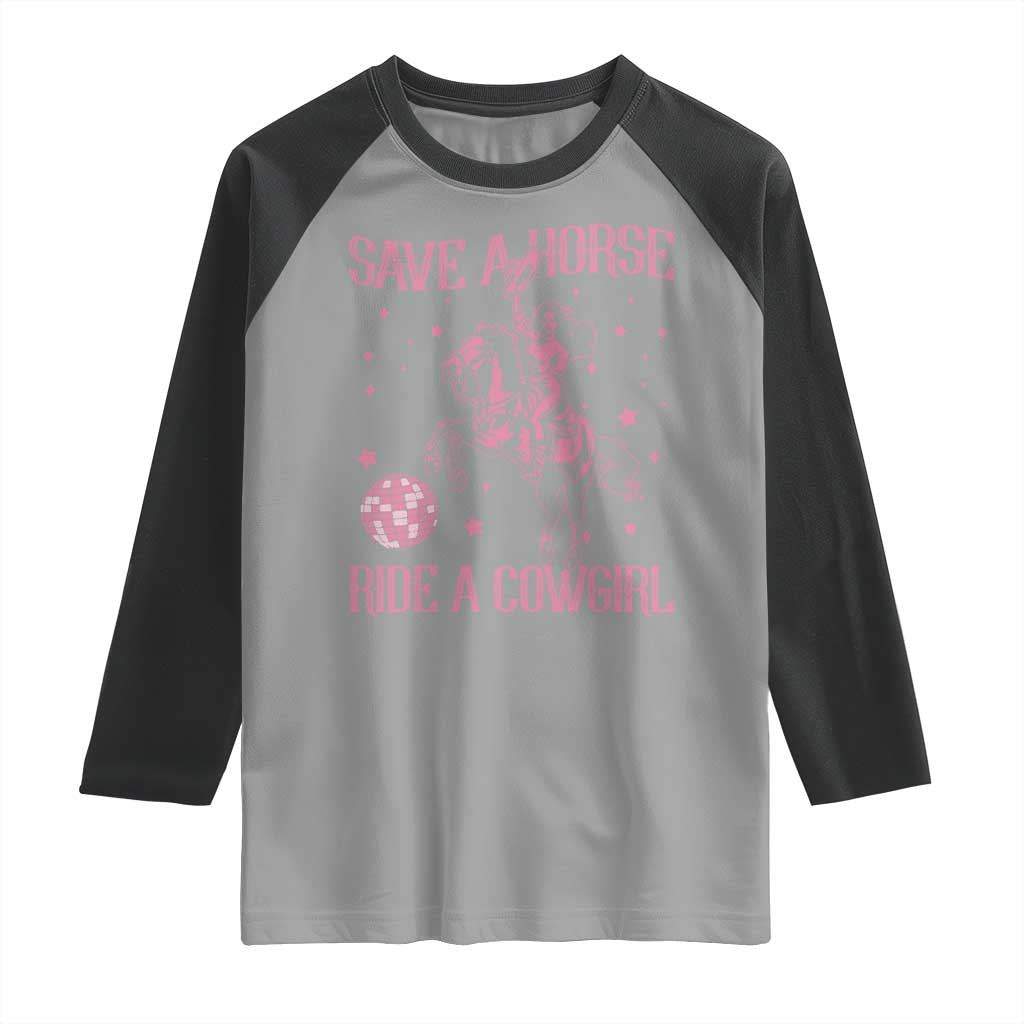 Save A Horse Ride A Cowgirl Raglan Shirt Subtle Lesbian Cowgirl Western LGBTQ Pride Month - Wonder Print Shop