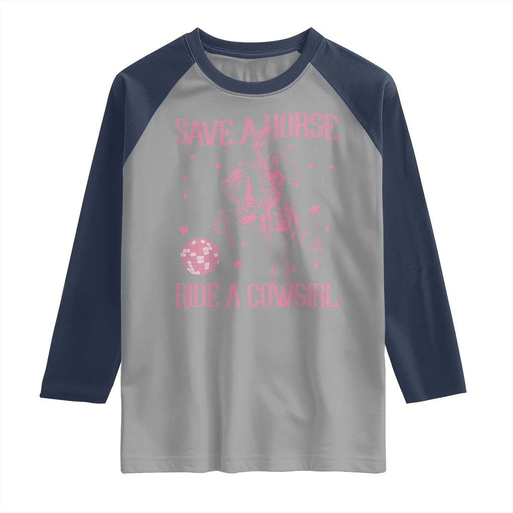 Save A Horse Ride A Cowgirl Raglan Shirt Subtle Lesbian Cowgirl Western LGBTQ Pride Month - Wonder Print Shop