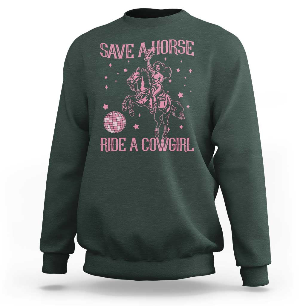 Save A Horse Ride A Cowgirl Sweatshirt Subtle Lesbian Cowgirl Western LGBTQ Pride Month - Wonder Print Shop