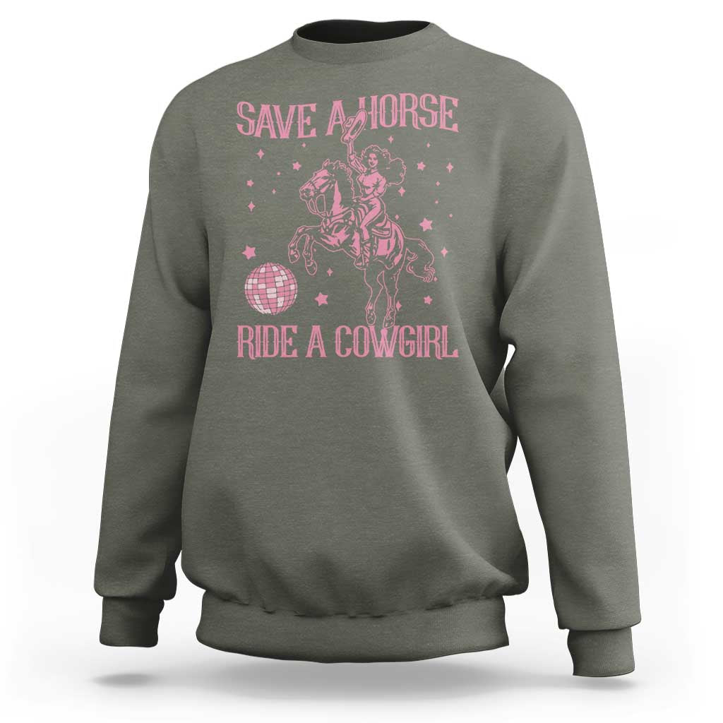 Save A Horse Ride A Cowgirl Sweatshirt Subtle Lesbian Cowgirl Western LGBTQ Pride Month - Wonder Print Shop
