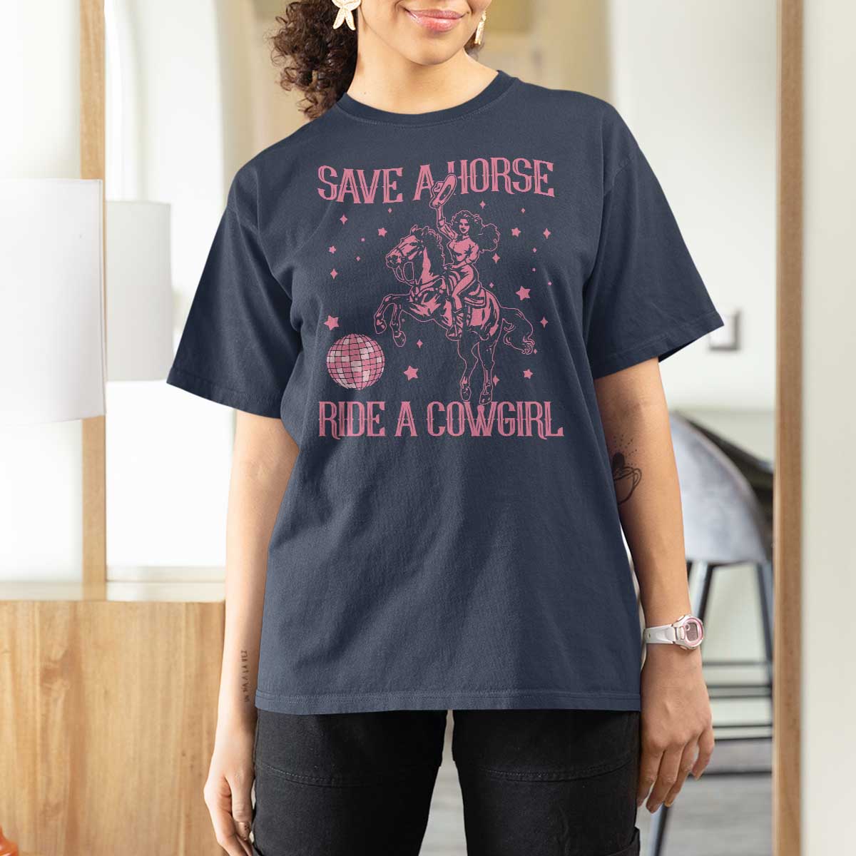 Save A Horse Ride A Cowgirl T Shirt For Women Subtle Lesbian Cowgirl Western LGBTQ Pride Month - Wonder Print Shop