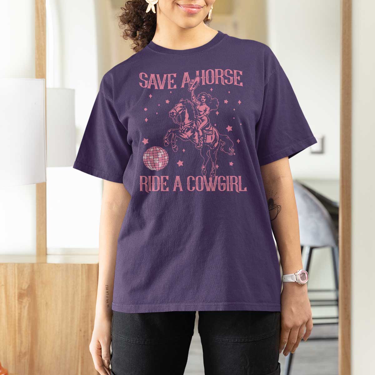 Save A Horse Ride A Cowgirl T Shirt For Women Subtle Lesbian Cowgirl Western LGBTQ Pride Month - Wonder Print Shop