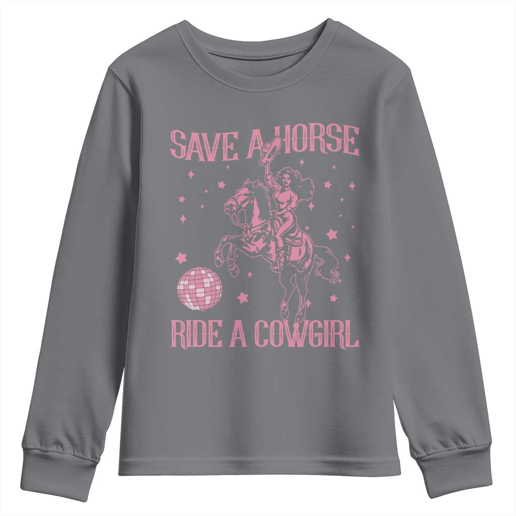 Save A Horse Ride A Cowgirl Youth Sweatshirt Subtle Lesbian Cowgirl Western LGBTQ Pride Month - Wonder Print Shop