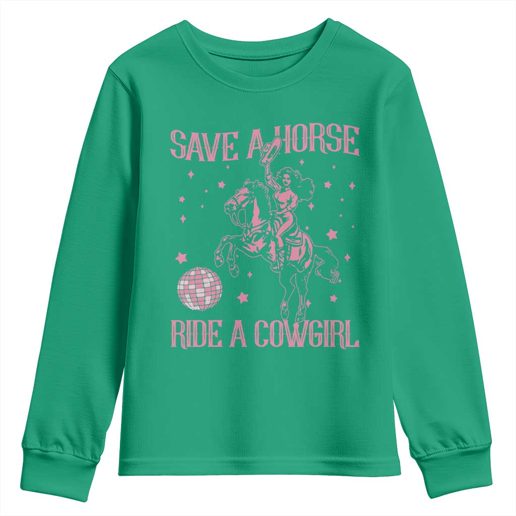 Save A Horse Ride A Cowgirl Youth Sweatshirt Subtle Lesbian Cowgirl Western LGBTQ Pride Month - Wonder Print Shop